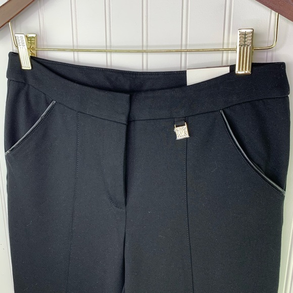Anne Klein Slim Ankle Black with Gold Detail Dress Pants - Picture 6 of 8